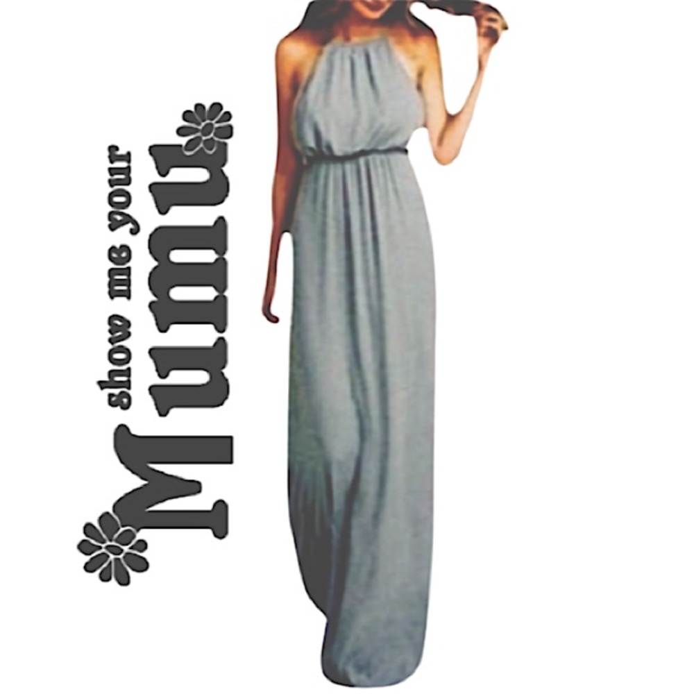 SHOW ME YOUR MUMU. NWT. Gorgeous “Amanda” maxi halter style dress.Silver Sage.L